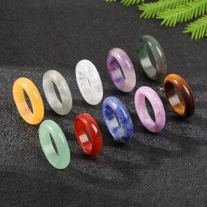 1pc Size 10 Exquisite Natural Stone Ring - Multicolor Crystal Gemstone Jewelry